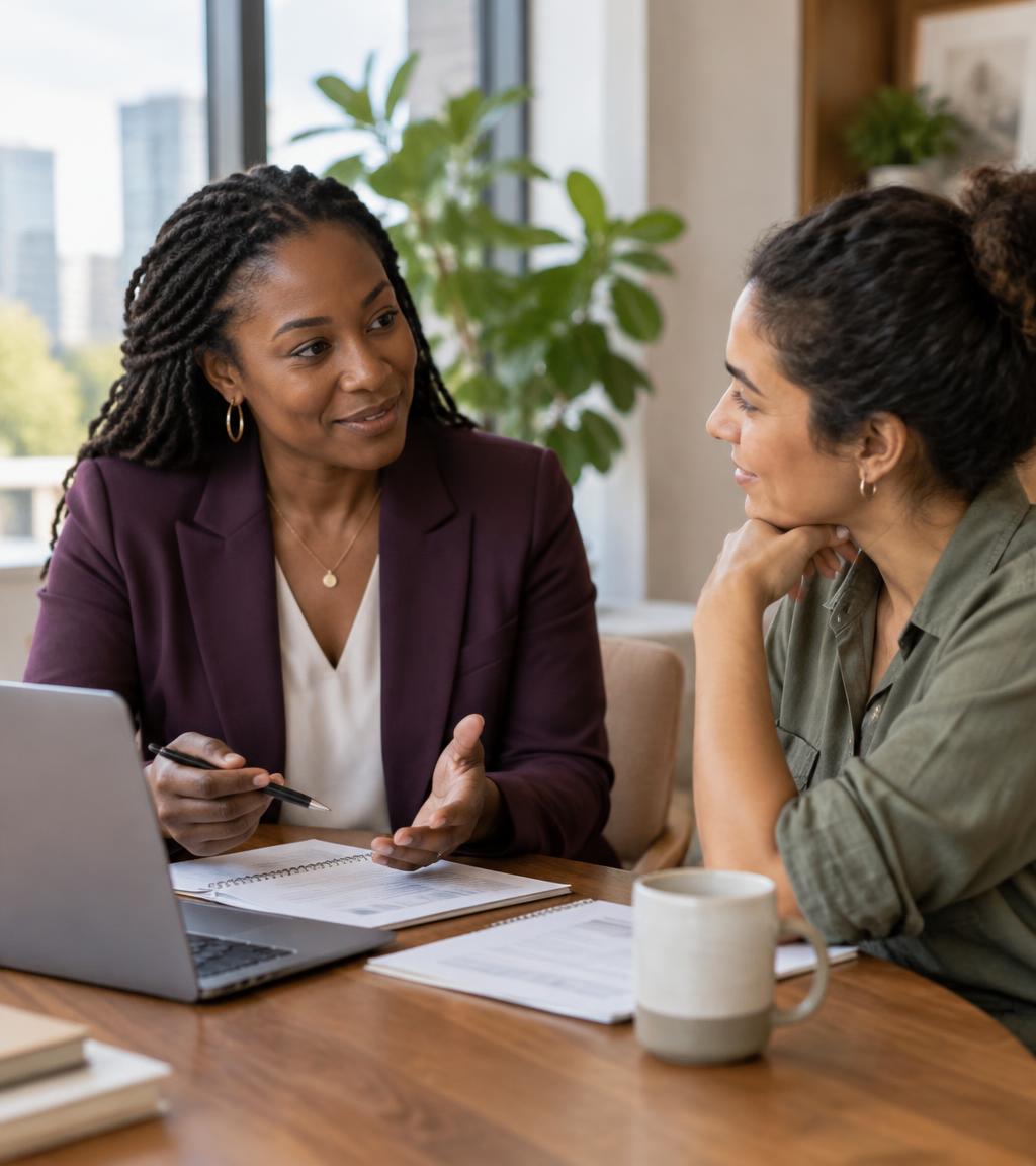 An illustrative benefits conversation between two professionals